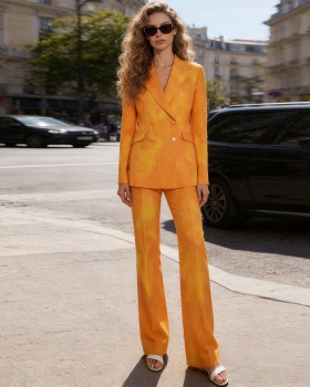 Printing tie dye business suit spring long pants a set