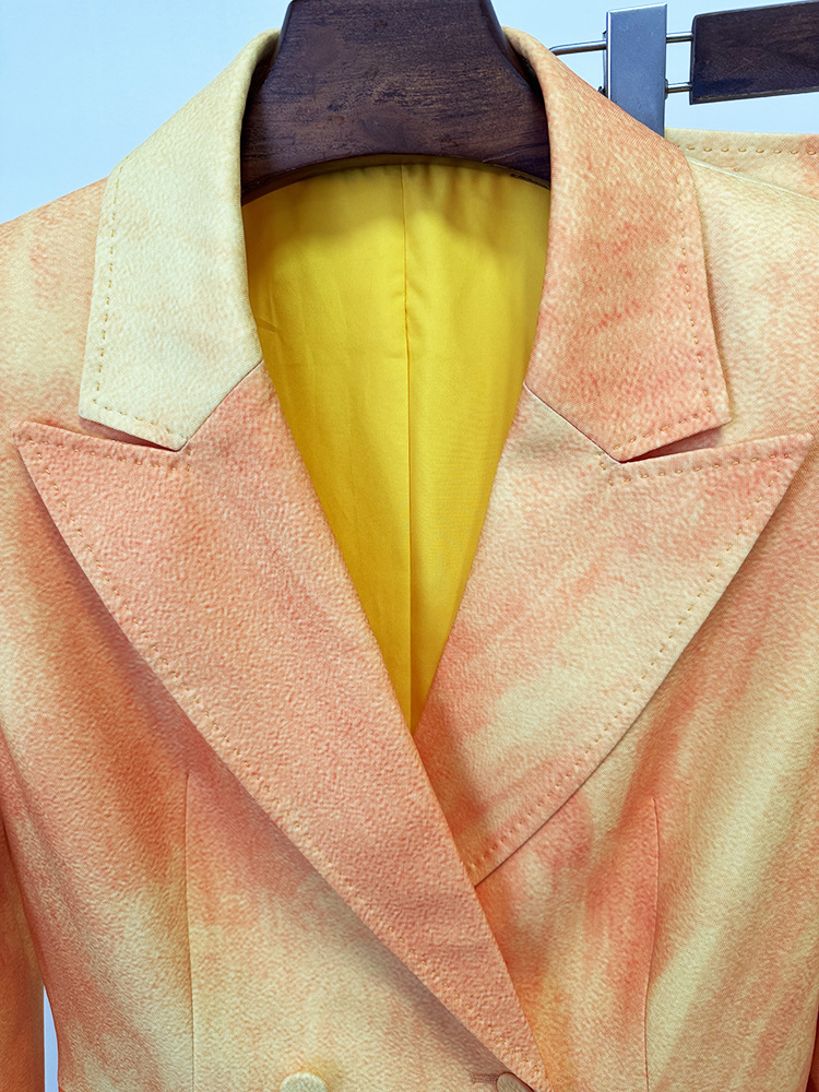 Printing tie dye business suit spring long pants a set