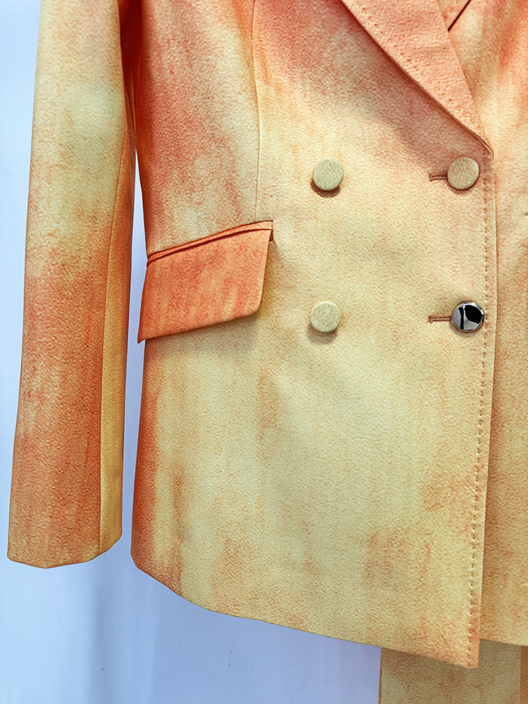 Printing tie dye business suit spring long pants a set