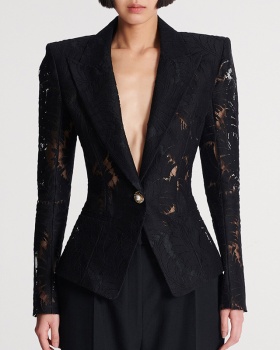 Fashion net hole coat embroidered spring and summer jacket