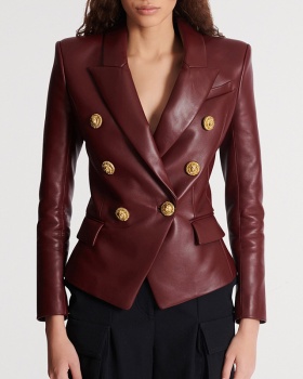 Slim fashion spring business suit European style PU jacket