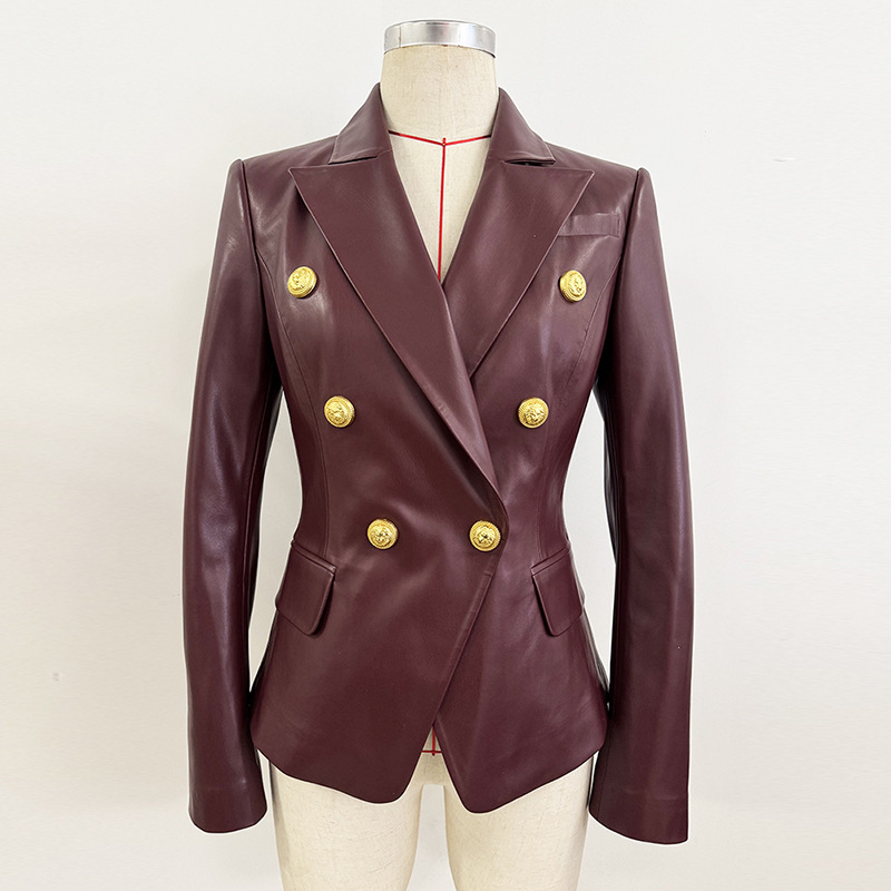 Slim fashion spring business suit European style PU jacket