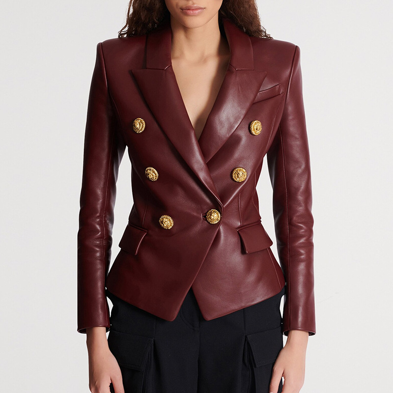 Slim fashion spring business suit European style PU jacket
