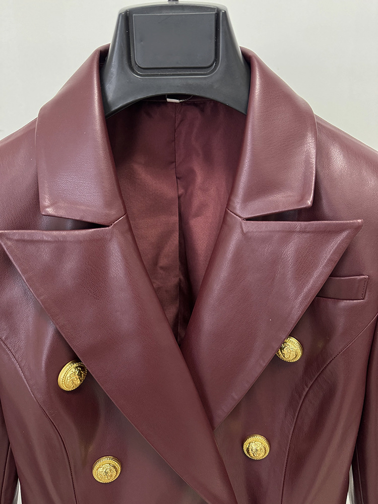 Slim fashion spring business suit European style PU jacket