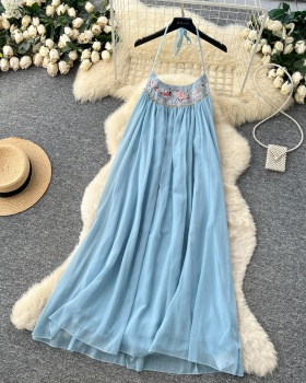 Tender gauze dress halter long dress for women