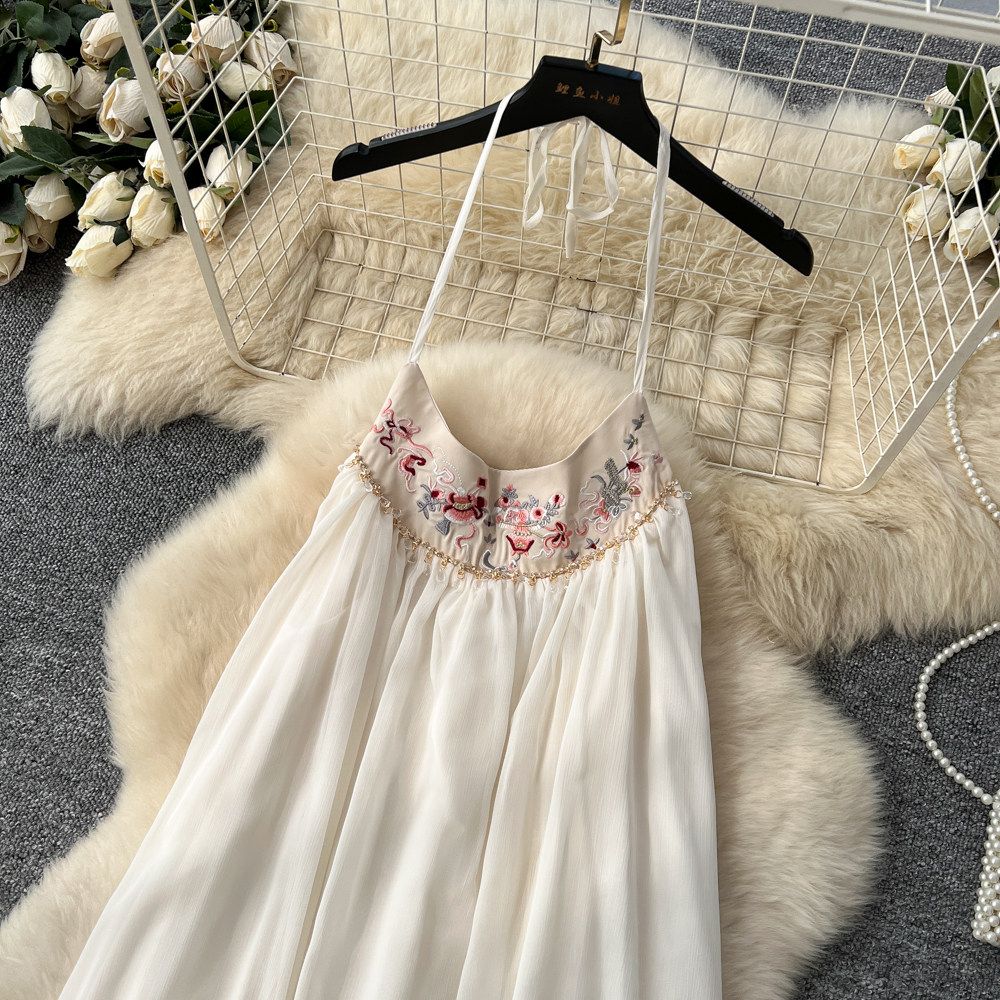 Tender gauze dress halter long dress for women