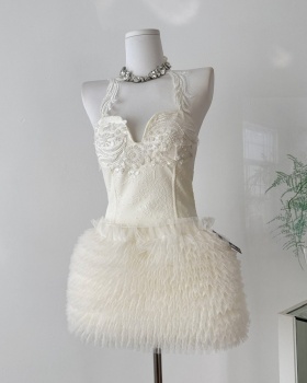 Sequins gauze lace tops beading fashion spicegirl skirt a set