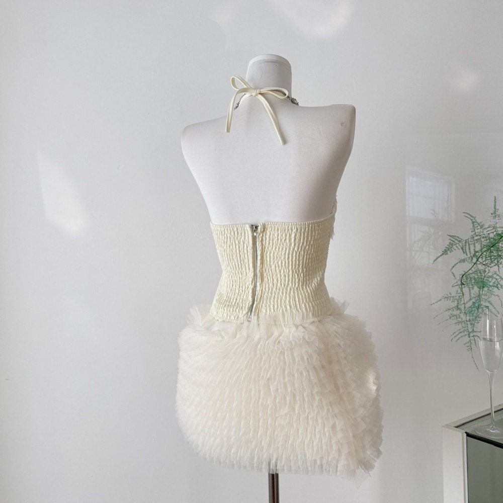 Sequins gauze lace tops beading fashion spicegirl skirt a set