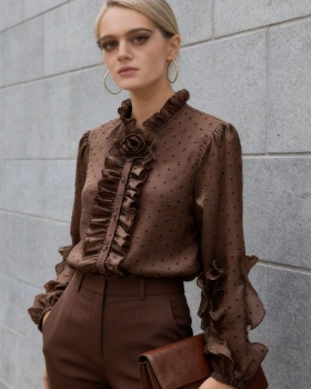 All-match cozy Korean style spring polka dot shirt for women