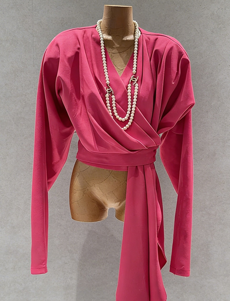 Fashion slim winter tops V-neck personality T-shirt