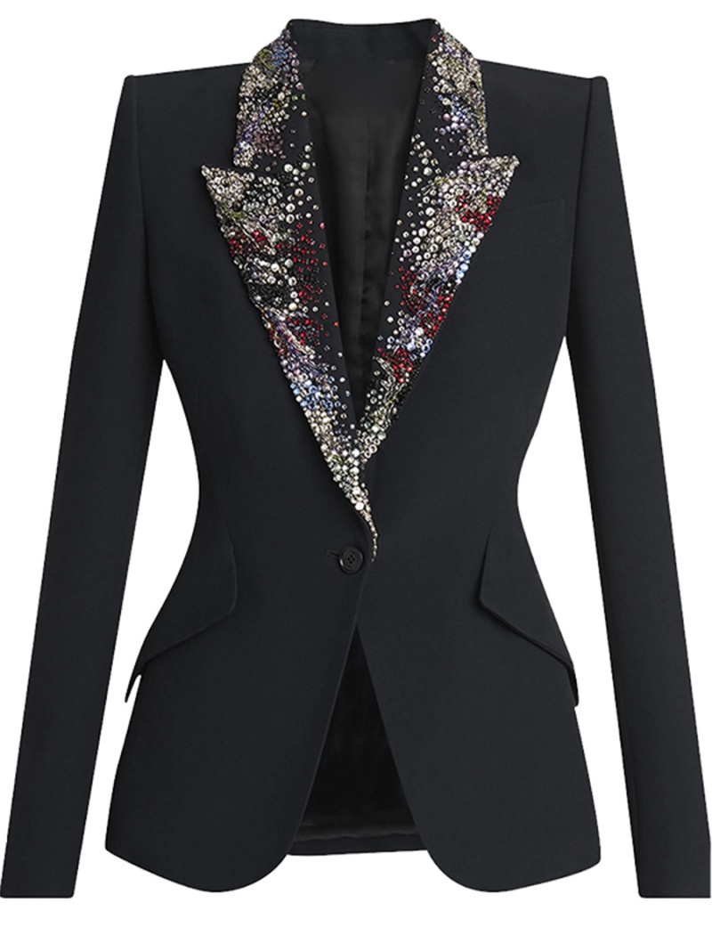 Winter fashion business suit stitching diamond coat for women