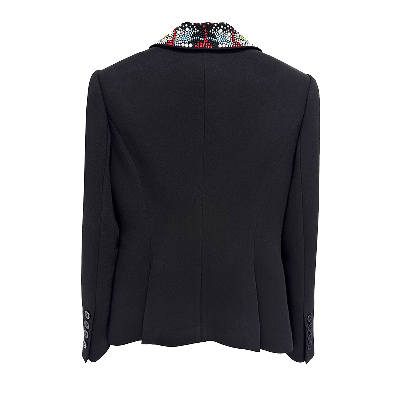 Winter fashion business suit stitching diamond coat for women