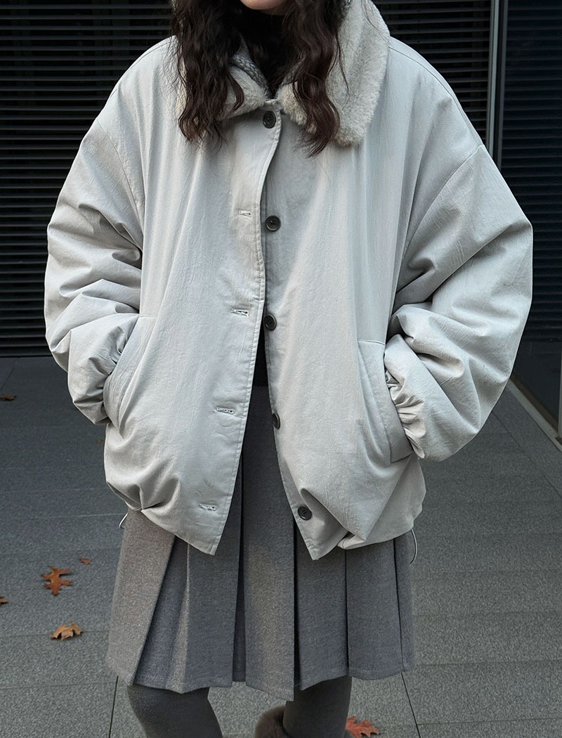 Casual lambs wool thermal coat winter loose jacket