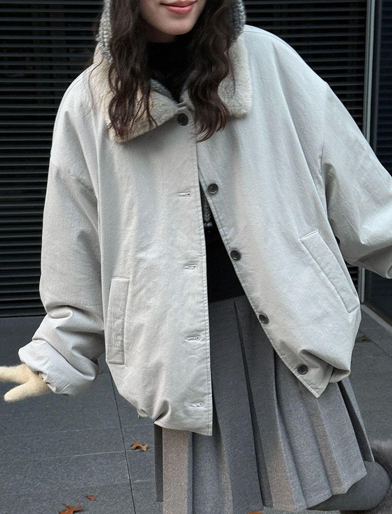 Casual lambs wool thermal coat winter loose jacket