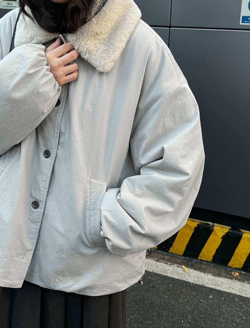 Casual lambs wool thermal coat winter loose jacket