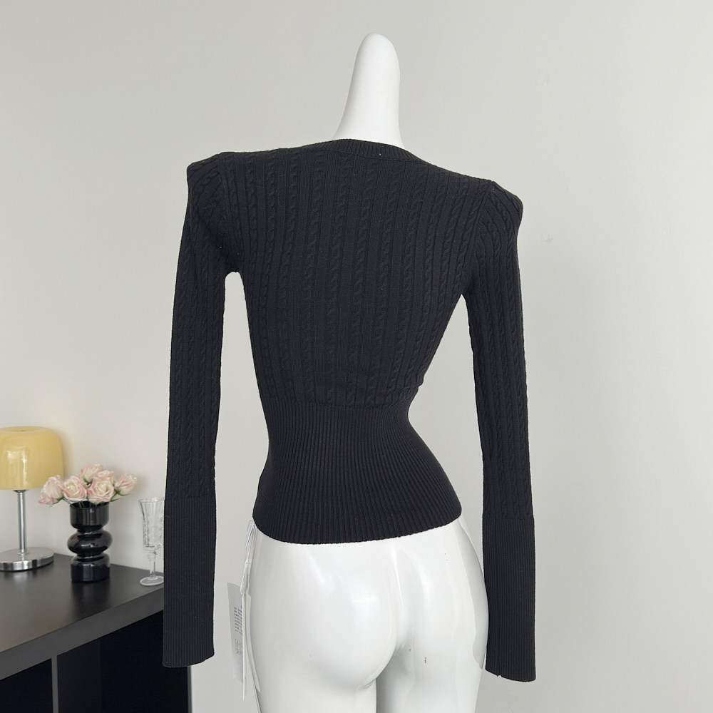 V-neck lace slim autumn and winter American style tops