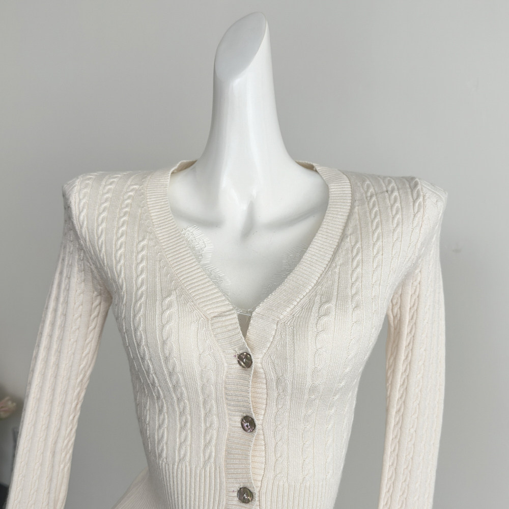 V-neck lace slim autumn and winter American style tops