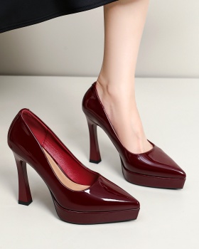 Fine-root low temperament shoes spring red wedding shoes