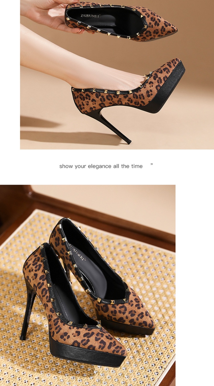 Low rivet platform temperament pointed shoes for women