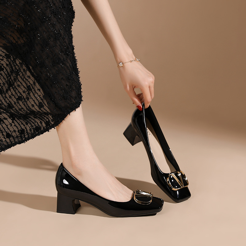 Square head shoes profession footware for women