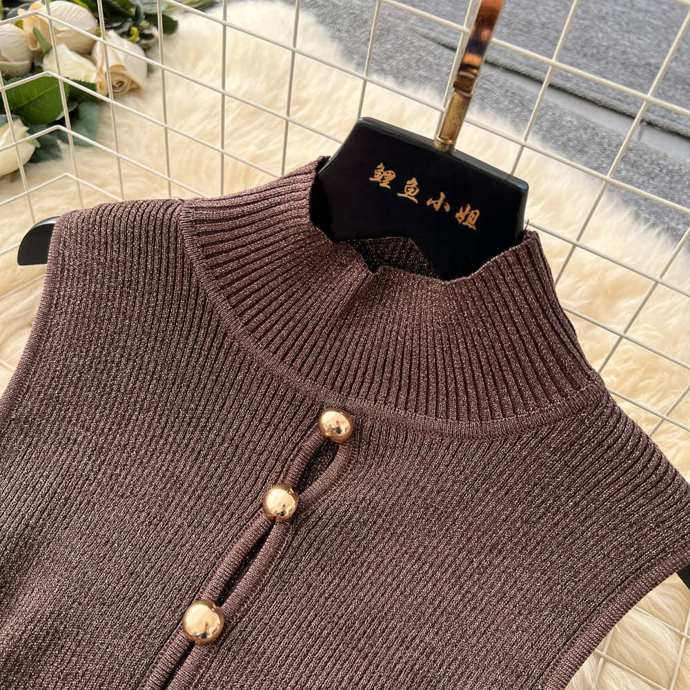 Knitted half high collar dress commuting long dress for women