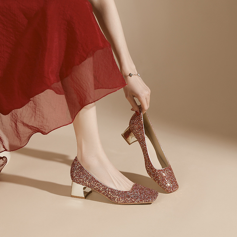 Temperament shoes thick high-heeled shoes for women