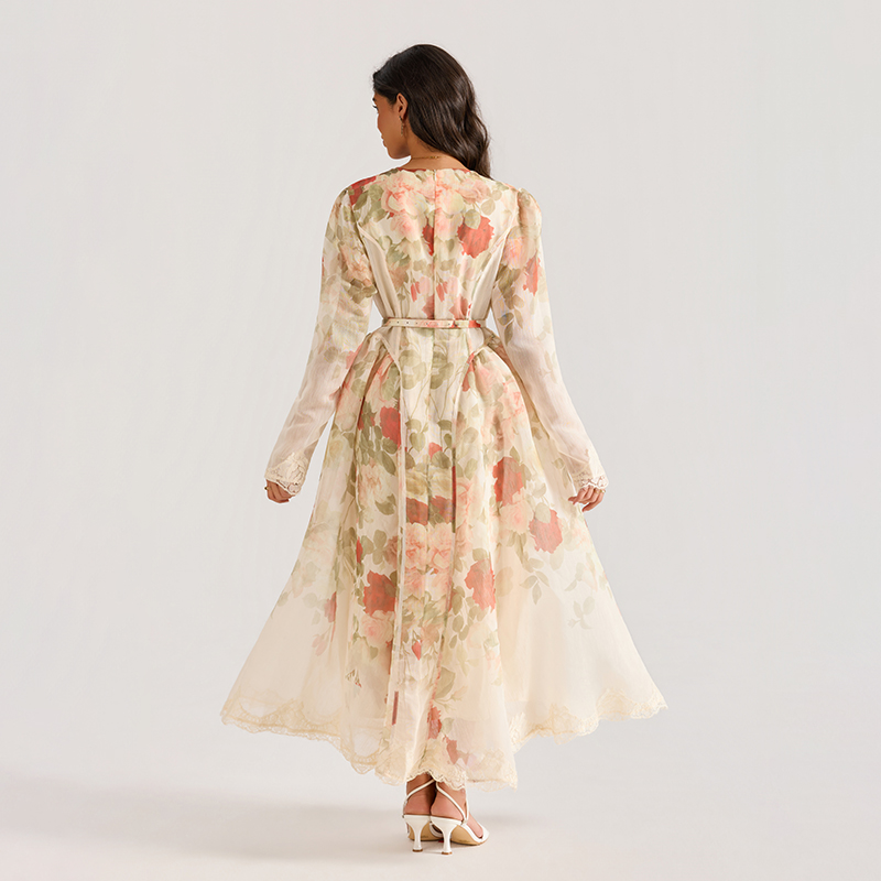 Big skirt France style painting printing dress