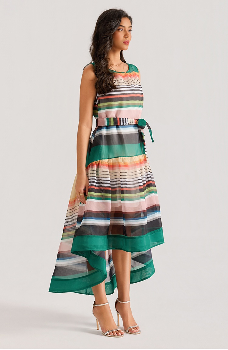 Mixed colors Bohemian style sleeveless big skirt dress