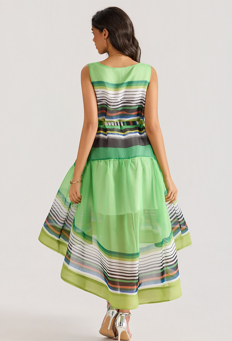 Mixed colors Bohemian style sleeveless big skirt dress