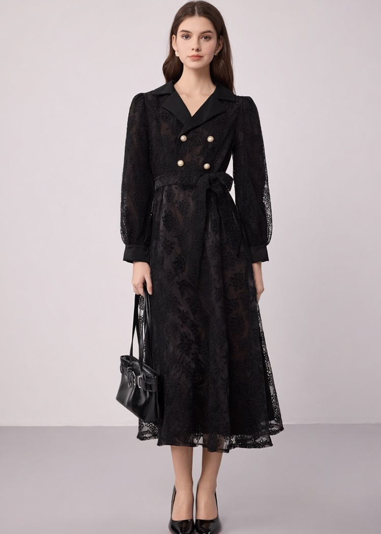 Hollow fashion windbreaker embroidered dress