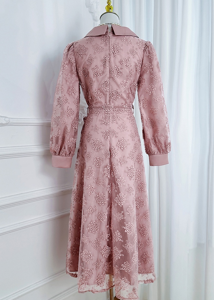 Hollow fashion windbreaker embroidered dress