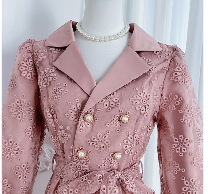 Hollow fashion windbreaker embroidered dress