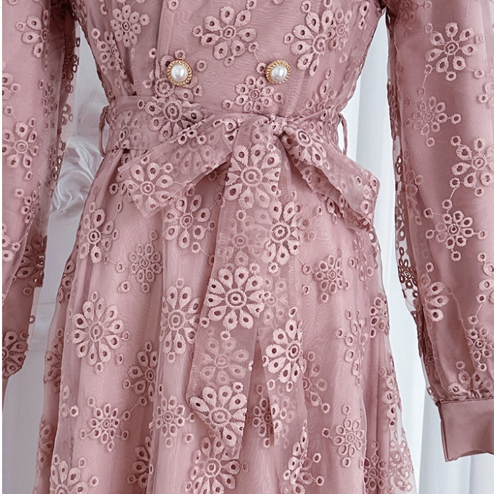 Hollow fashion windbreaker embroidered dress