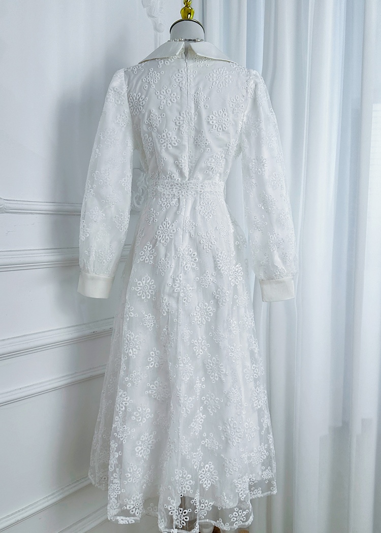 Hollow fashion windbreaker embroidered dress