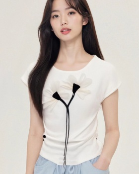 Short sleeve stereoscopic pinched waist tops