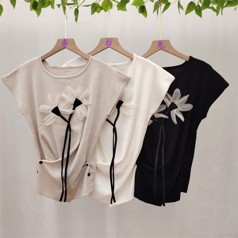 Short sleeve stereoscopic pinched waist tops