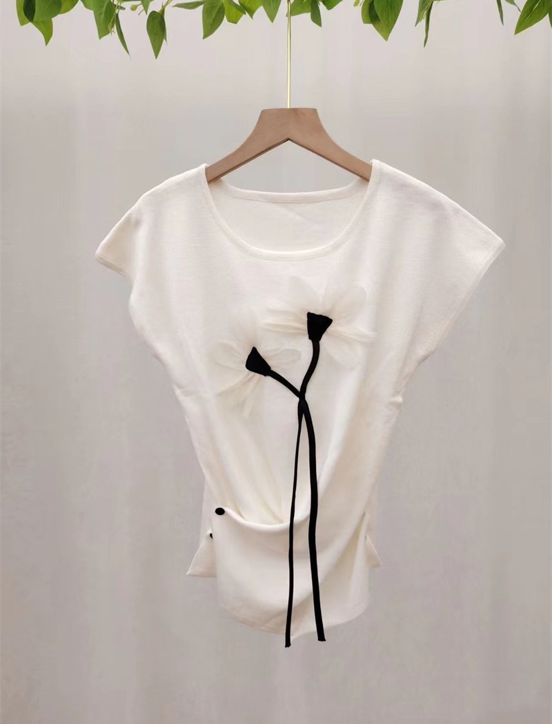 Short sleeve stereoscopic pinched waist tops