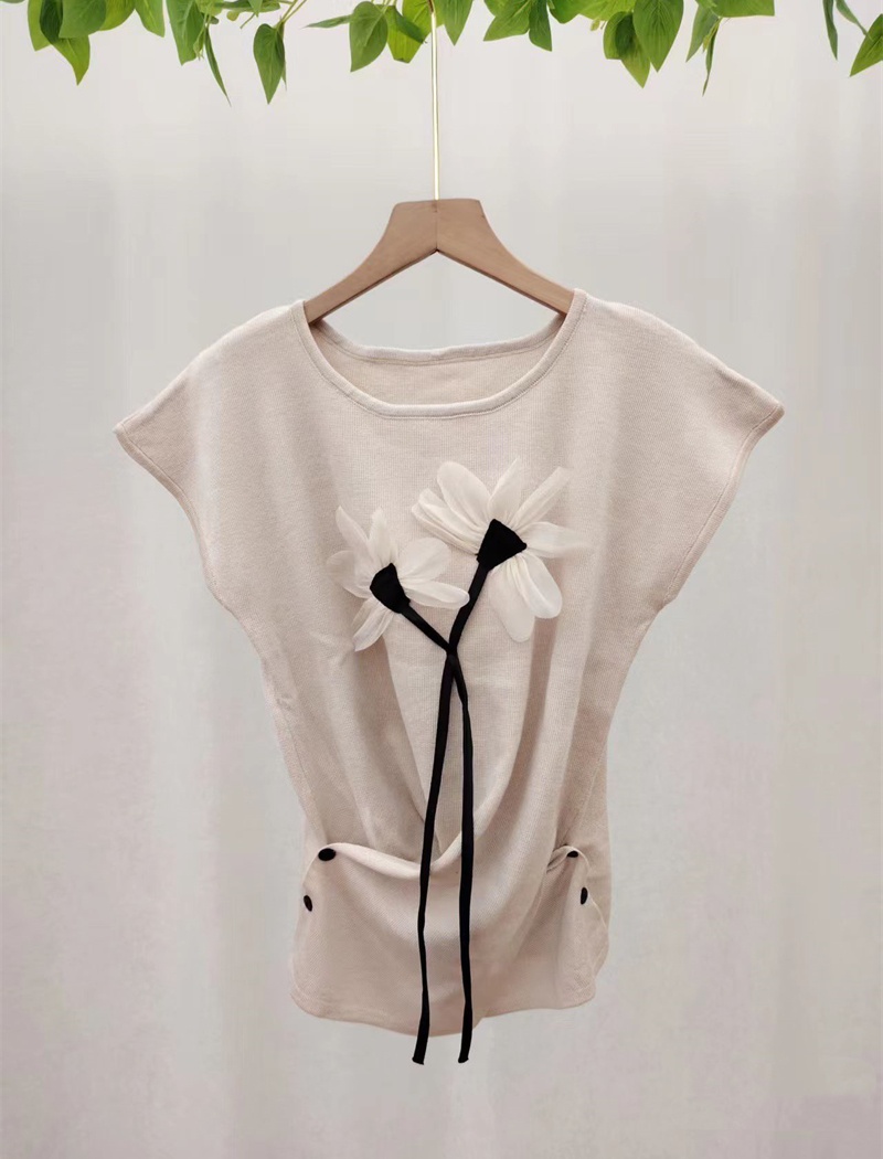 Short sleeve stereoscopic pinched waist tops