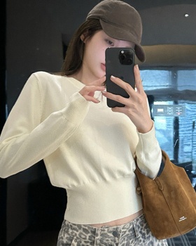 Pinched waist slim tops pullover sweater for women