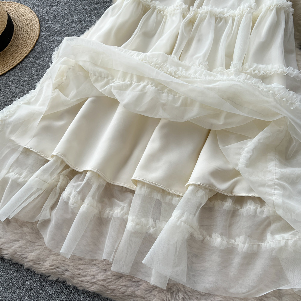 Multilayer lovely long skirt A-line sweet skirt for women