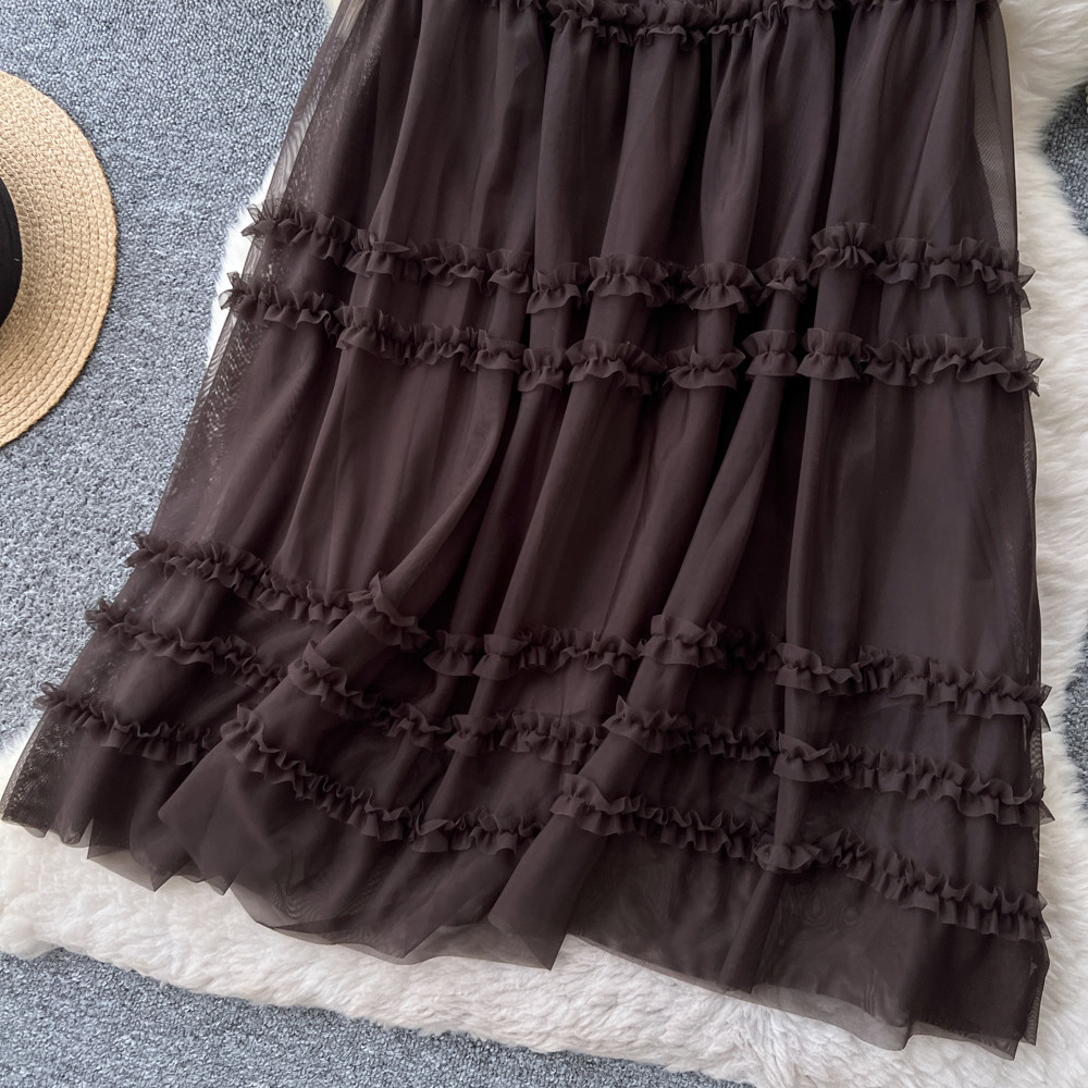 Multilayer lovely long skirt A-line sweet skirt for women