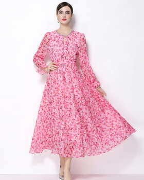 Printing rhinestone spring elegant dress