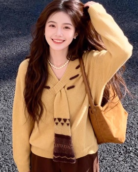 Thick loose sweater bottoming pullover scarves for women