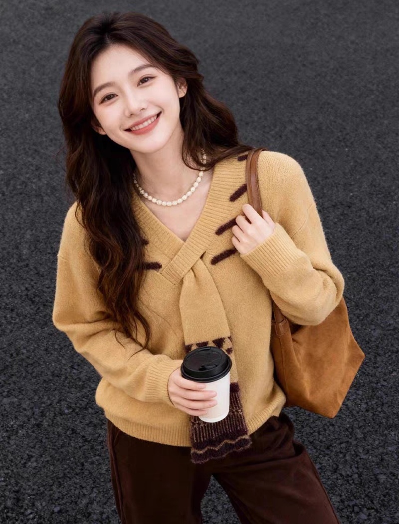 Thick loose sweater bottoming pullover scarves for women