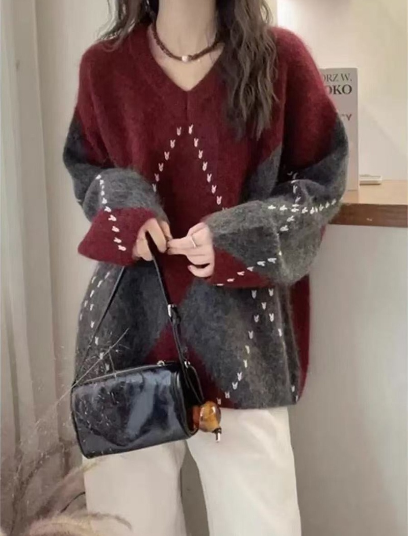 Lazy quilted sweater soft Western style tops for women