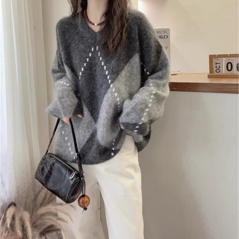 Lazy quilted sweater soft Western style tops for women