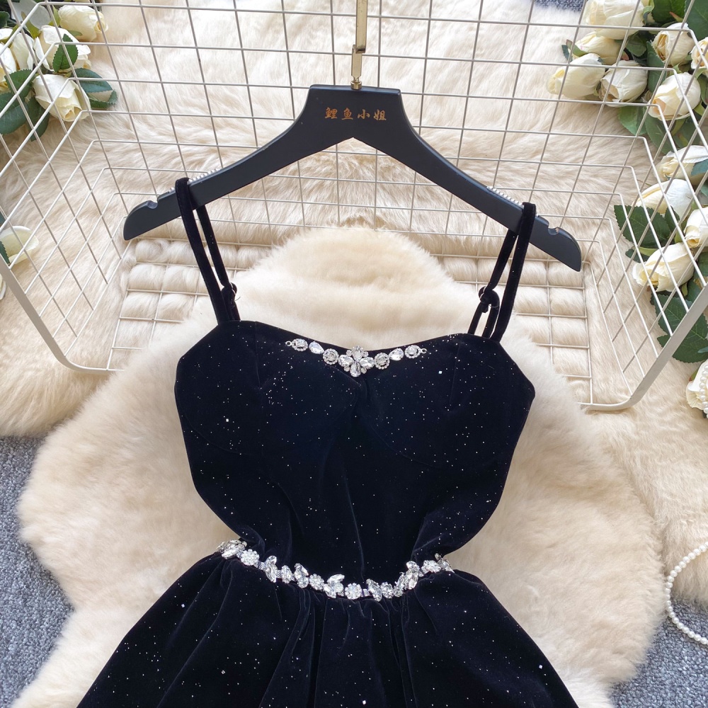 Wrapped chest temperament formal dress pinched waist dress