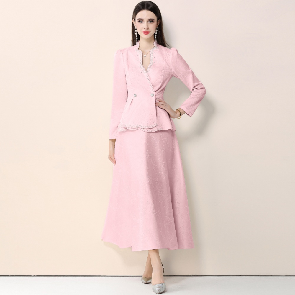Commuting jacquard skirt slim business suit a set