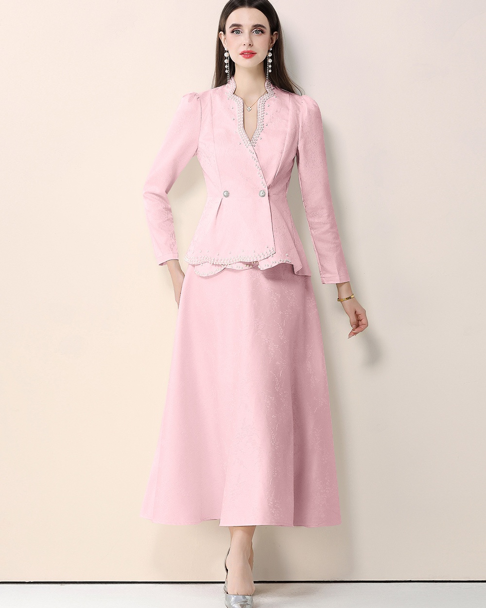 Commuting jacquard skirt slim business suit a set