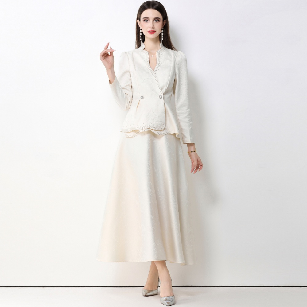 Commuting jacquard business suit slim jacket a set